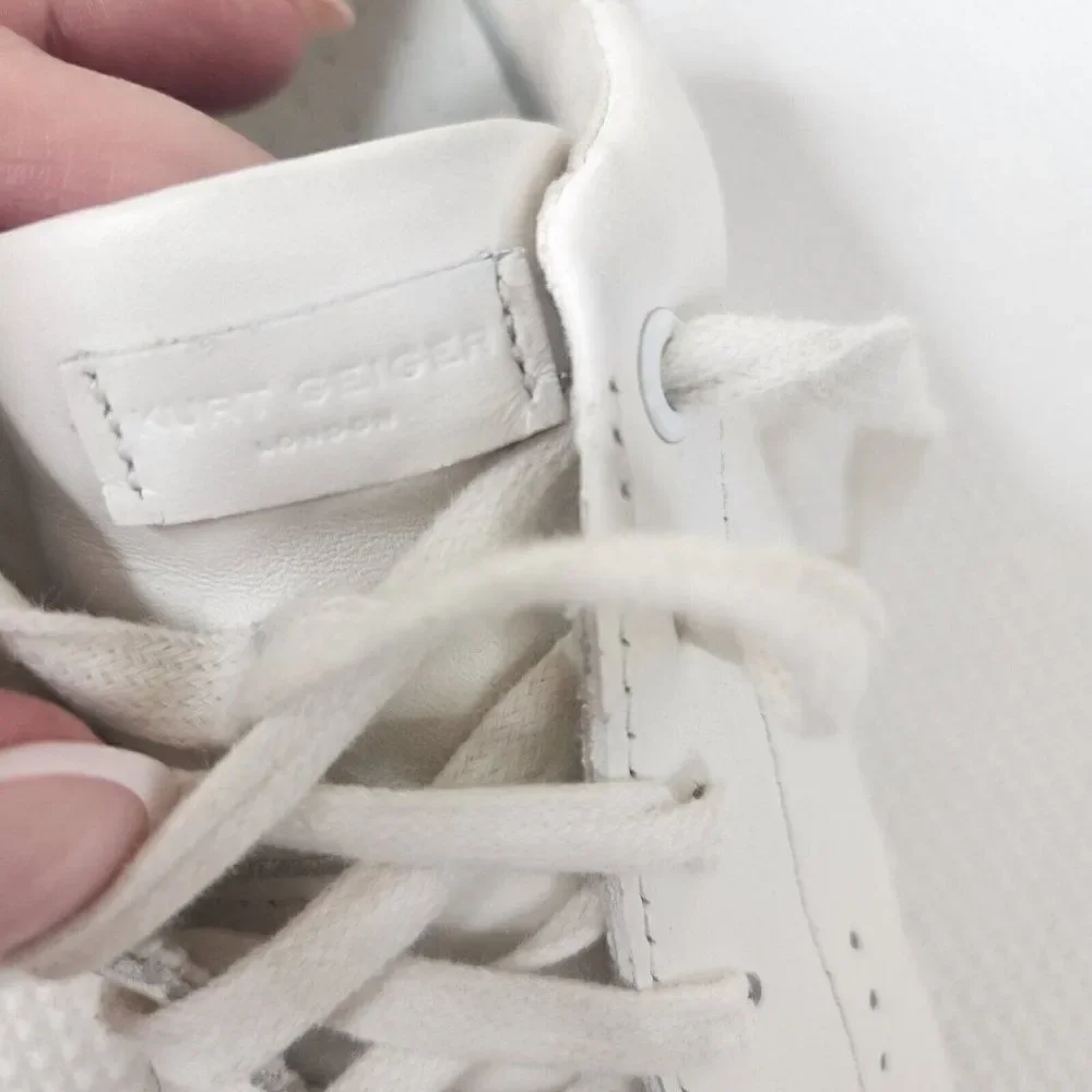 Kurt Geiger London Laney Leather Platform Sneakers Womens Size 9 White